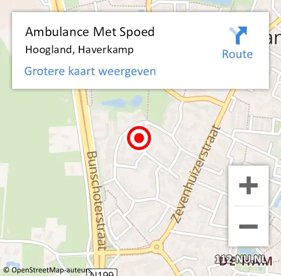 Locatie op kaart van de 112 melding: Ambulance Met Spoed Naar Hoogland, Haverkamp op 6 september 2017 20:10