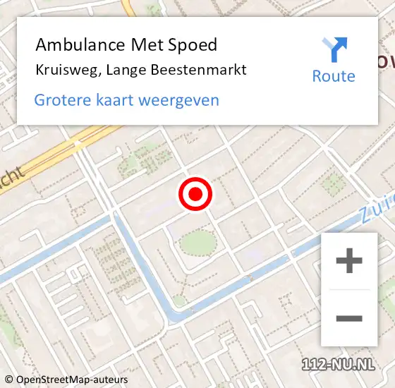 Locatie op kaart van de 112 melding: Ambulance Met Spoed Naar Kruisweg, Lange Beestenmarkt op 6 september 2017 20:25