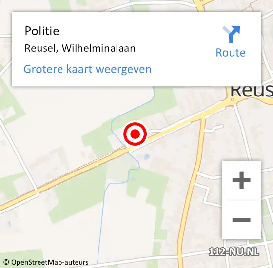 Locatie op kaart van de 112 melding: Politie Reusel, Wilhelminalaan op 6 september 2017 20:51