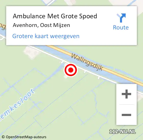 Locatie op kaart van de 112 melding: Ambulance Met Grote Spoed Naar Avenhorn, Oost Mijzen op 6 september 2017 21:05