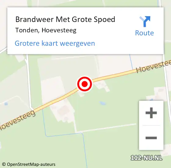 Locatie op kaart van de 112 melding: Brandweer Met Grote Spoed Naar Tonden, Hoevesteeg op 6 september 2017 21:36