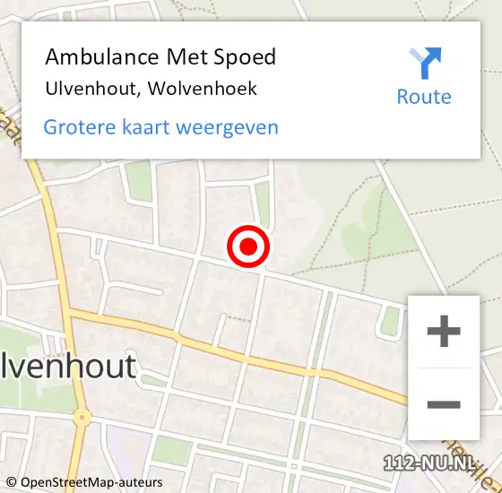 Locatie op kaart van de 112 melding: Ambulance Met Spoed Naar Ulvenhout, Wolvenhoek op 6 september 2017 22:03