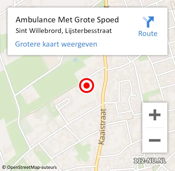 Locatie op kaart van de 112 melding: Ambulance Met Grote Spoed Naar Sint Willebrord, Lijsterbesstraat op 6 september 2017 23:09