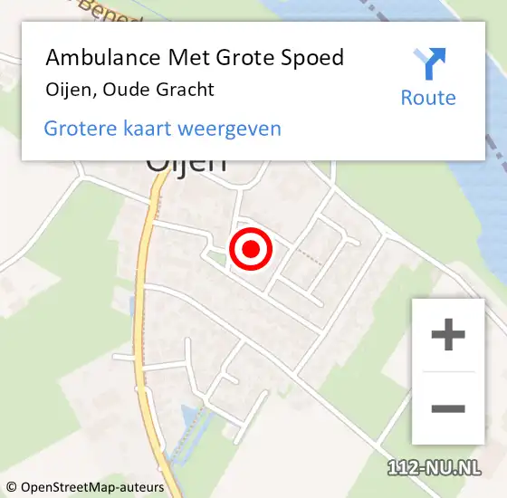 Locatie op kaart van de 112 melding: Ambulance Met Grote Spoed Naar Oijen, Oude Gracht op 6 september 2017 23:37