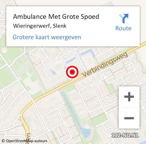 Locatie op kaart van de 112 melding: Ambulance Met Grote Spoed Naar Wieringerwerf, Slenk op 7 september 2017 01:32