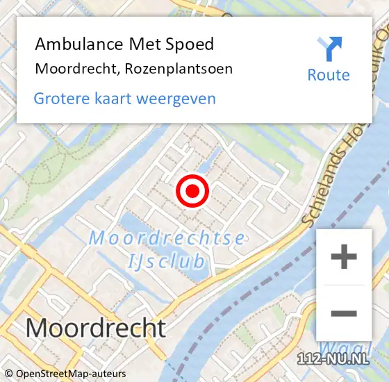 Locatie op kaart van de 112 melding: Ambulance Met Spoed Naar Moordrecht, Rozenplantsoen op 7 september 2017 02:49