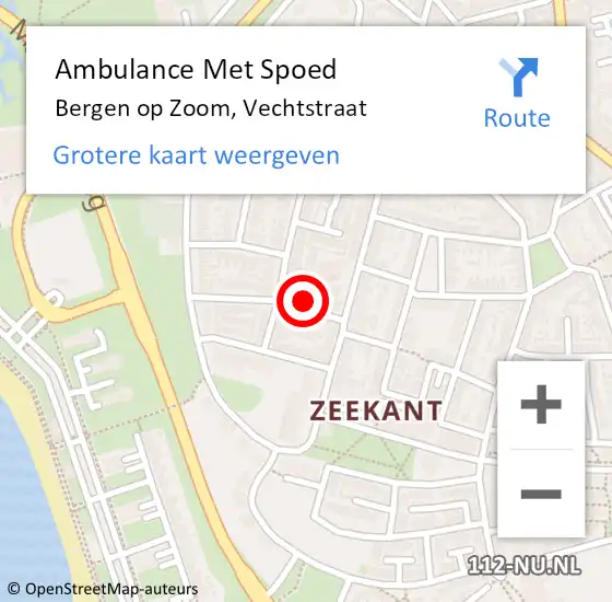 Locatie op kaart van de 112 melding: Ambulance Met Spoed Naar Bergen op Zoom, Vechtstraat op 7 september 2017 03:11