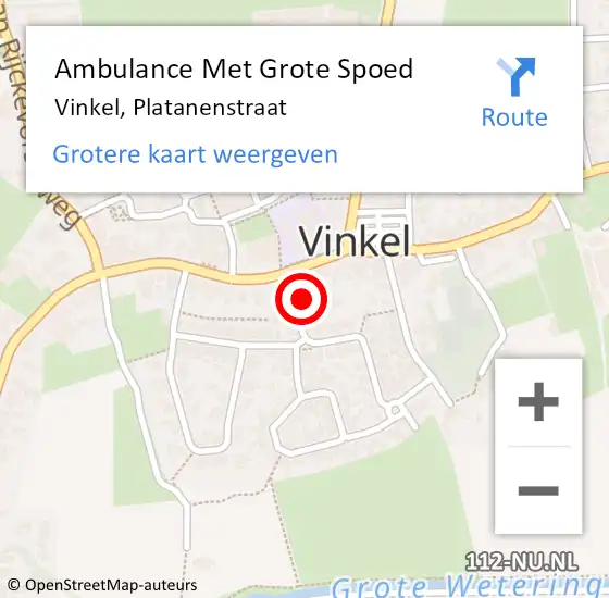 Locatie op kaart van de 112 melding: Ambulance Met Grote Spoed Naar Vinkel, Platanenstraat op 7 september 2017 03:20