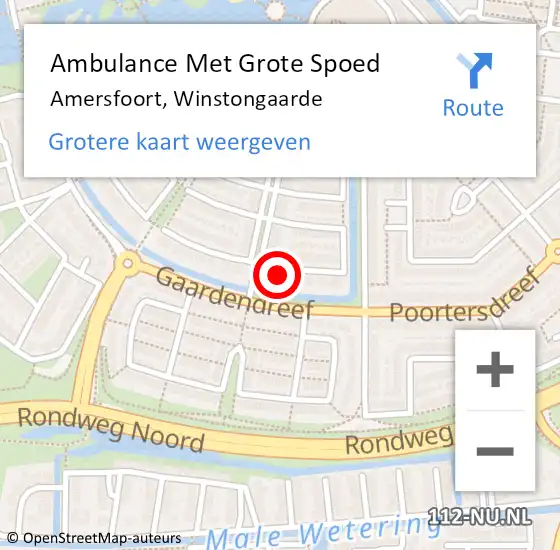 Locatie op kaart van de 112 melding: Ambulance Met Grote Spoed Naar Amersfoort, Winstongaarde op 7 september 2017 04:27