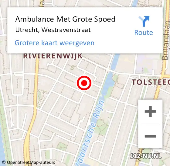 Locatie op kaart van de 112 melding: Ambulance Met Grote Spoed Naar Utrecht, Westravenstraat op 31 januari 2014 18:30