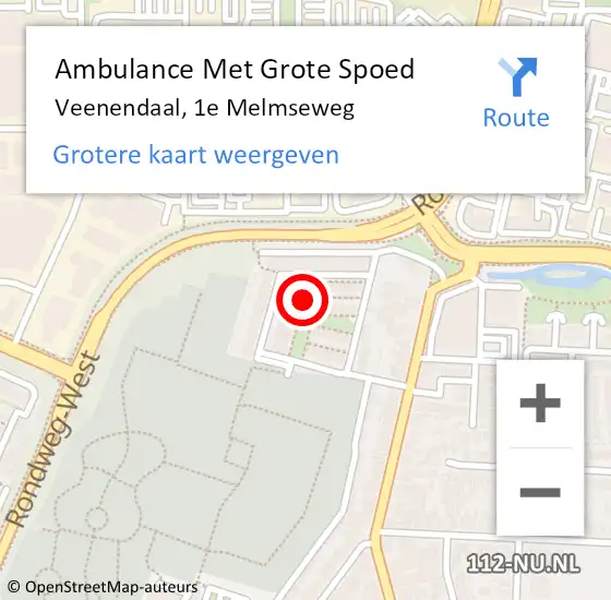 Locatie op kaart van de 112 melding: Ambulance Met Grote Spoed Naar Veenendaal, 1e Melmseweg op 7 september 2017 08:18