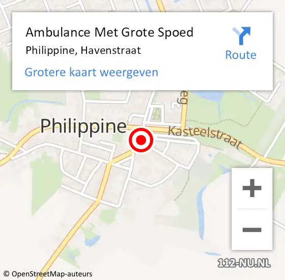 Locatie op kaart van de 112 melding: Ambulance Met Grote Spoed Naar Philippine, Havenstraat op 7 september 2017 08:26