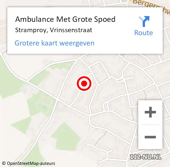 Locatie op kaart van de 112 melding: Ambulance Met Grote Spoed Naar Stramproy, Vrinssenstraat op 7 september 2017 08:54