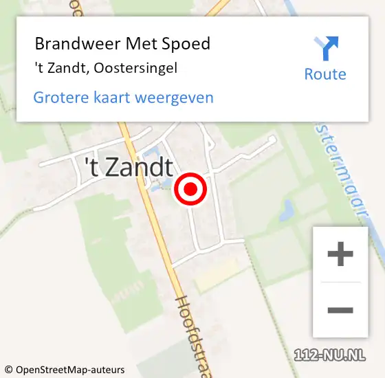 Locatie op kaart van de 112 melding: Brandweer Met Spoed Naar 't Zandt, Oostersingel op 7 september 2017 09:03