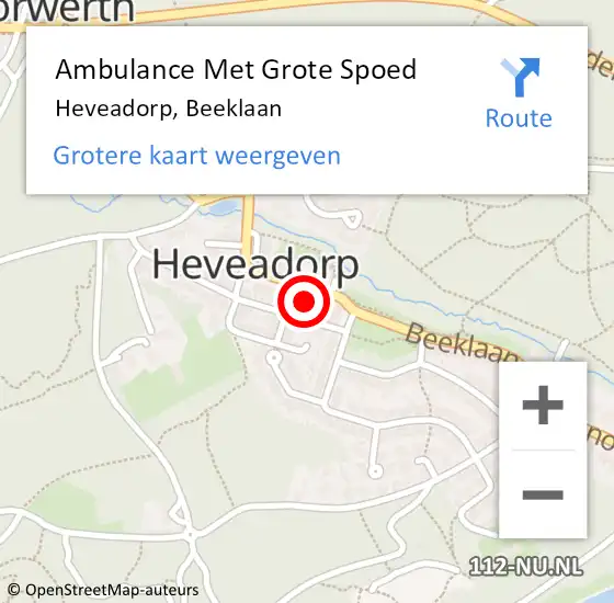 Locatie op kaart van de 112 melding: Ambulance Met Grote Spoed Naar Heveadorp, Beeklaan op 7 september 2017 10:25