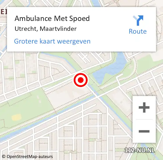 Locatie op kaart van de 112 melding: Ambulance Met Spoed Naar Utrecht, Maartvlinder op 7 september 2017 10:46