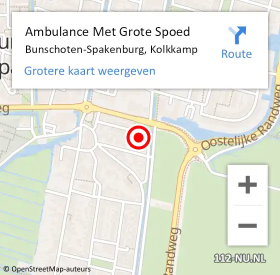 Locatie op kaart van de 112 melding: Ambulance Met Grote Spoed Naar Bunschoten-Spakenburg, Kolkkamp op 7 september 2017 11:50