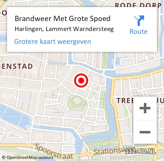 Locatie op kaart van de 112 melding: Brandweer Met Grote Spoed Naar Harlingen, Lammert Warndersteeg op 7 september 2017 13:45