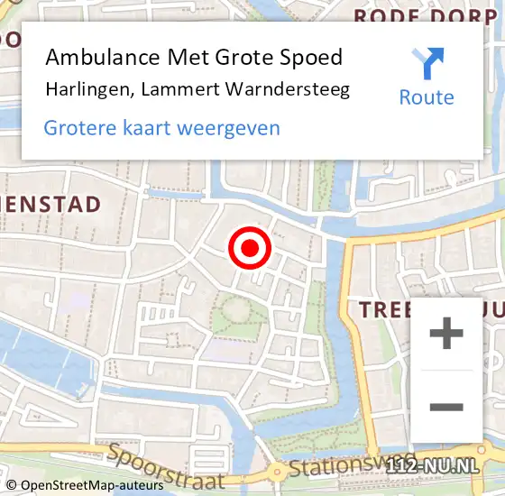 Locatie op kaart van de 112 melding: Ambulance Met Grote Spoed Naar Harlingen, Lammert Warndersteeg op 7 september 2017 13:48