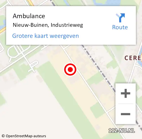 Locatie op kaart van de 112 melding: Ambulance Nieuw-Buinen, Industrieweg op 7 september 2017 13:48