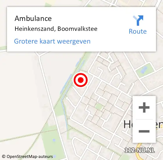 Locatie op kaart van de 112 melding: Ambulance Heinkenszand, Boomvalkstee op 7 september 2017 15:28