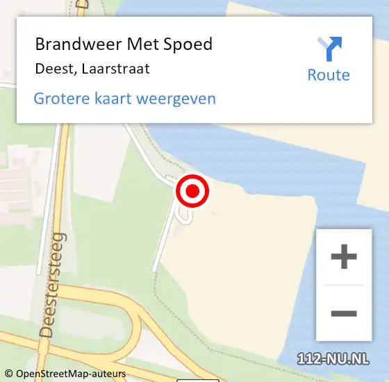 Locatie op kaart van de 112 melding: Brandweer Met Spoed Naar Deest, Laarstraat op 31 januari 2014 19:25