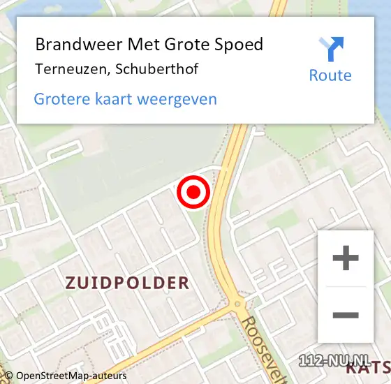 Locatie op kaart van de 112 melding: Brandweer Met Grote Spoed Naar Terneuzen, Schuberthof op 7 september 2017 15:46