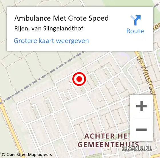 Locatie op kaart van de 112 melding: Ambulance Met Grote Spoed Naar Rijen, van Slingelandthof op 7 september 2017 17:01