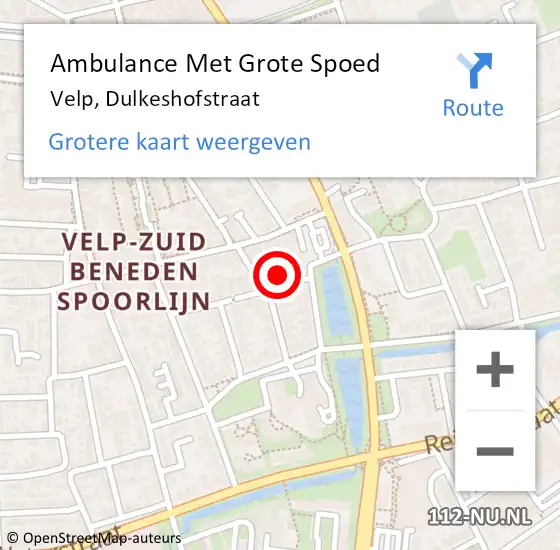 Locatie op kaart van de 112 melding: Ambulance Met Grote Spoed Naar Velp, Dulkeshofstraat op 7 september 2017 17:21