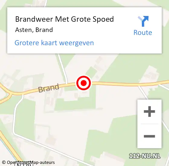 Locatie op kaart van de 112 melding: Brandweer Met Grote Spoed Naar Asten, Brand op 7 september 2017 17:32