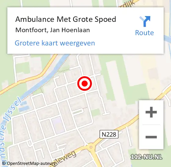 Locatie op kaart van de 112 melding: Ambulance Met Grote Spoed Naar Montfoort, Jan Hoenlaan op 7 september 2017 17:52