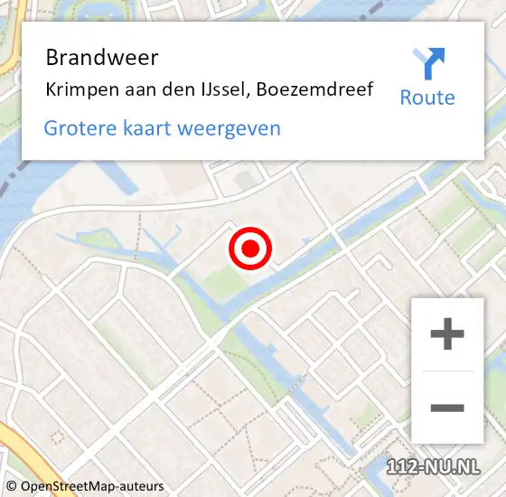 Locatie op kaart van de 112 melding: Brandweer Krimpen aan den IJssel, Boezemdreef op 7 september 2017 18:02