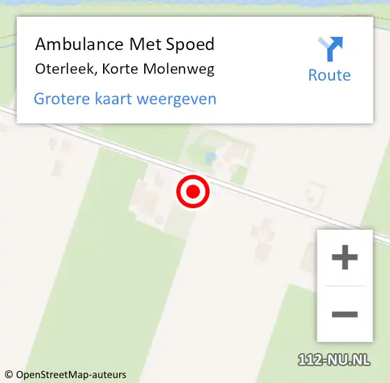 Locatie op kaart van de 112 melding: Ambulance Met Spoed Naar Oterleek, Korte Molenweg op 7 september 2017 18:48