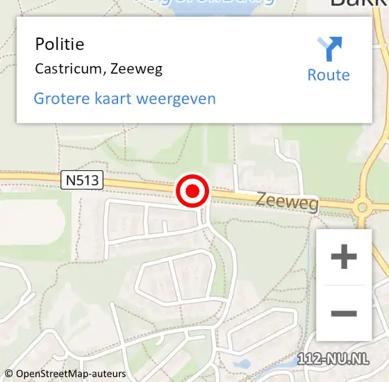 Locatie op kaart van de 112 melding: Politie Castricum, Zeeweg op 7 september 2017 19:09