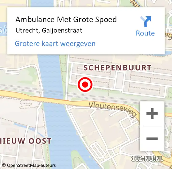 Locatie op kaart van de 112 melding: Ambulance Met Grote Spoed Naar Utrecht, Galjoenstraat op 7 september 2017 19:28