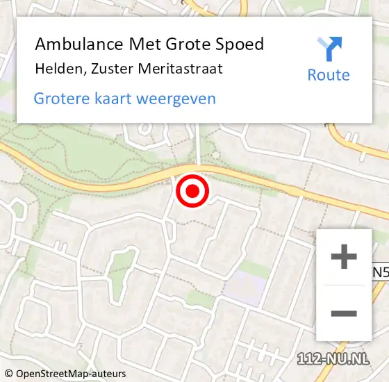 Locatie op kaart van de 112 melding: Ambulance Met Grote Spoed Naar Helden, Zuster Meritastraat op 31 januari 2014 19:42