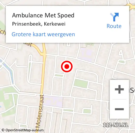 Locatie op kaart van de 112 melding: Ambulance Met Spoed Naar Prinsenbeek, Kerkewei op 7 september 2017 20:13