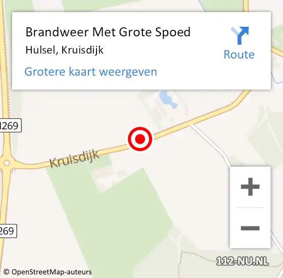 Locatie op kaart van de 112 melding: Brandweer Met Grote Spoed Naar Hulsel, Kruisdijk op 7 september 2017 20:18