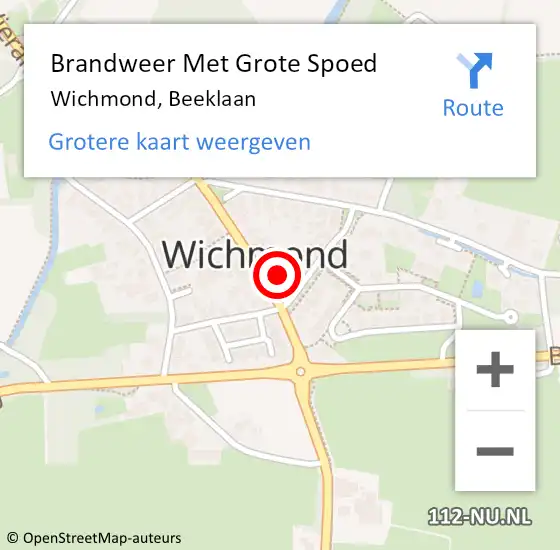 Locatie op kaart van de 112 melding: Brandweer Met Grote Spoed Naar Wichmond, Beeklaan op 7 september 2017 20:52