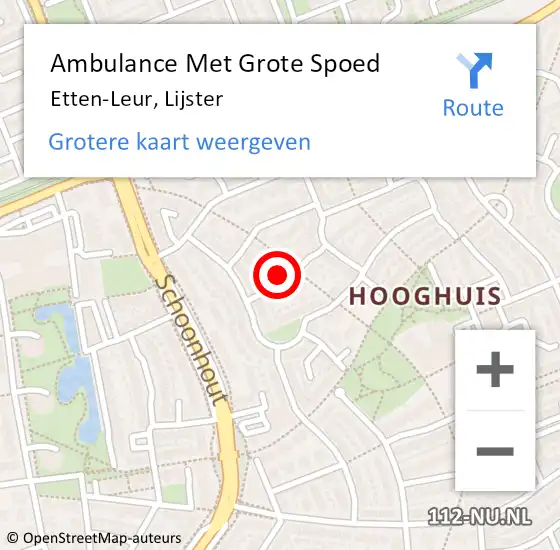 Locatie op kaart van de 112 melding: Ambulance Met Grote Spoed Naar Etten-Leur, Lijster op 7 september 2017 21:06