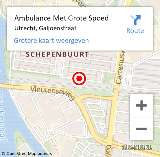 Locatie op kaart van de 112 melding: Ambulance Met Grote Spoed Naar Utrecht, Galjoenstraat op 7 september 2017 21:13