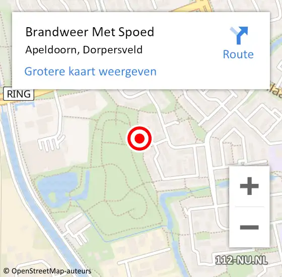 Locatie op kaart van de 112 melding: Brandweer Met Spoed Naar Apeldoorn, Dorpersveld op 7 september 2017 21:57