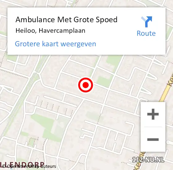 Locatie op kaart van de 112 melding: Ambulance Met Grote Spoed Naar Heiloo, Havercamplaan op 7 september 2017 22:53