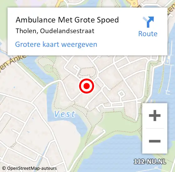 Locatie op kaart van de 112 melding: Ambulance Met Grote Spoed Naar Tholen, Oudelandsestraat op 8 september 2017 00:53