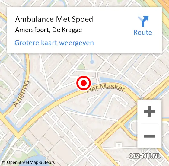 Locatie op kaart van de 112 melding: Ambulance Met Spoed Naar Amersfoort, De Kragge op 8 september 2017 01:15