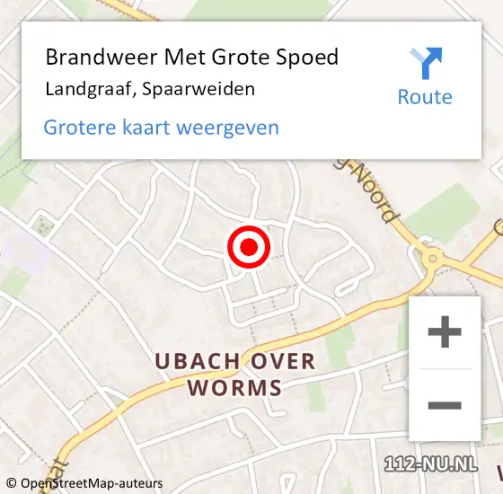 Locatie op kaart van de 112 melding: Brandweer Met Grote Spoed Naar Landgraaf, Spaarweiden op 8 september 2017 04:01