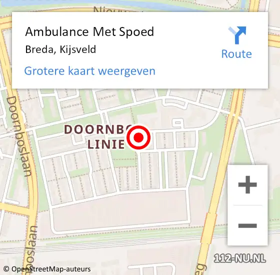 Locatie op kaart van de 112 melding: Ambulance Met Spoed Naar Breda, Kijsveld op 8 september 2017 05:08