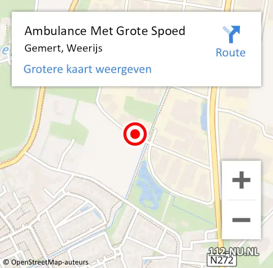 Locatie op kaart van de 112 melding: Ambulance Met Grote Spoed Naar Gemert, Weerijs op 8 september 2017 06:39