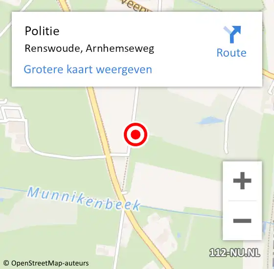 Locatie op kaart van de 112 melding: Politie Renswoude, Arnhemseweg op 8 september 2017 07:43