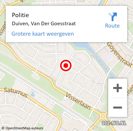 Locatie op kaart van de 112 melding: Politie Duiven, Van Der Goesstraat op 8 september 2017 07:57